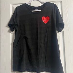 Celebrate It Black Tee with Red Heart